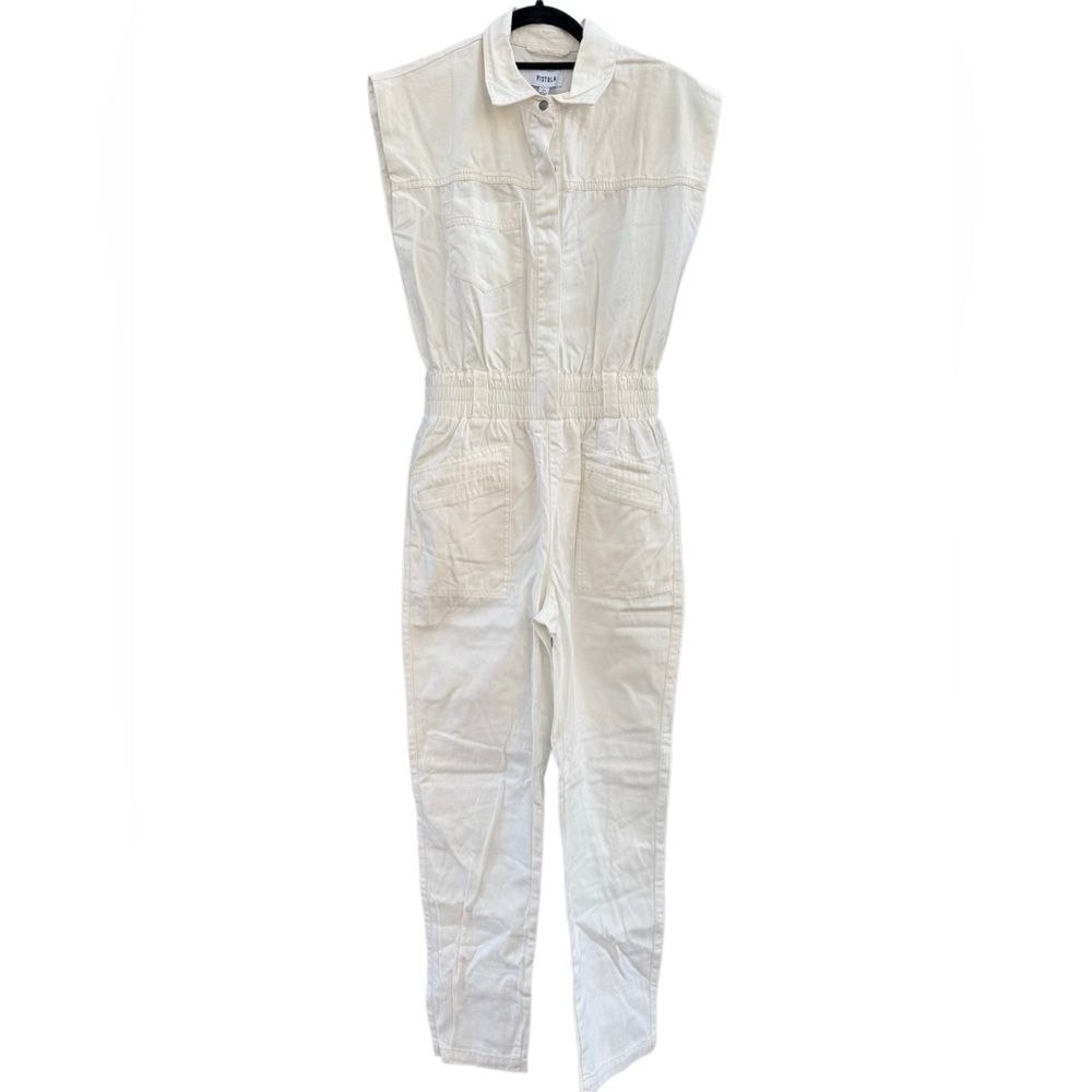 NWT PISTOLA x Revolve Women's Rosie Cotton Jumpsuit in Porcelain White Size XS - Picture 10 of 12
